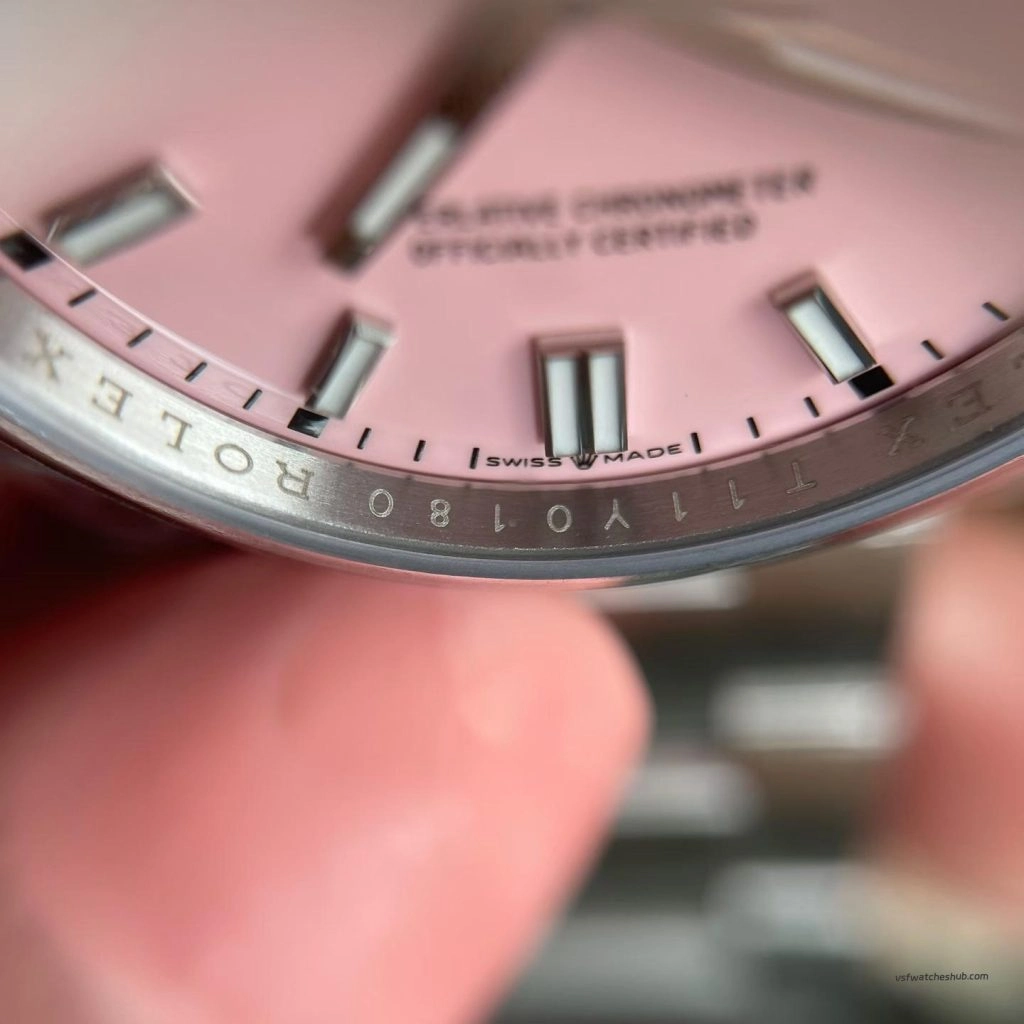 VS Factory Rolex Oyster Perpetual 126000 36mm pink dial anti-counterfeit crown photos
