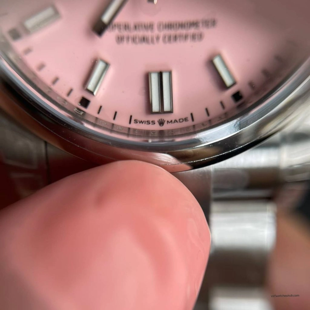 VS Factory Rolex Oyster Perpetual 126000 36mm pink dial anti-counterfeit crown photos
