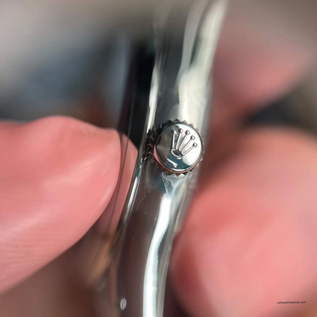 VS Factory Rolex Oyster Perpetual 126000 36mm pink dial side crown real-shot photos
