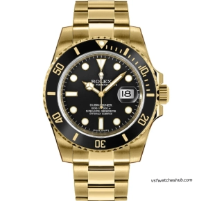 VS Factory Rolex Submariner 116618LN Black Dial Yellow Gold Men Super Clone