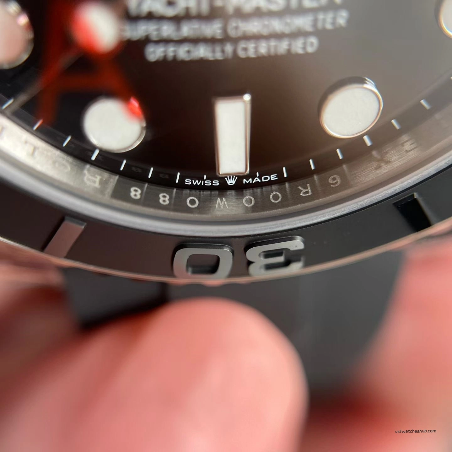 Rolex 226659 dial macro Swiss Made laser anti-counterfeit detail