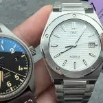 A7 Factory IWC Ingenieur and titanium Mark replica watches side by side