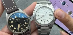 A7 Factory IWC Ingenieur and titanium Mark replica watches side by side