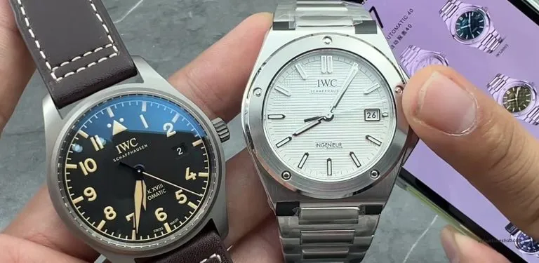 A7 Factory IWC Ingenieur and titanium Mark replica watches side by side